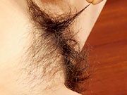 Hairy natural amateur teen Banhina spreading unshaven muff