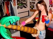 Group of college teen freshmen party naked and fuck in dorm room