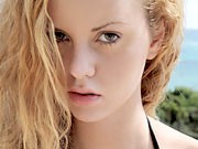 Sexy erotic bikini teen Carmen spreading shaven pink pussy