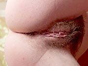 Natural hairy amateur teen Lidiya spreading unshaven muff