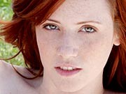 Small breasted redhead teen babe Elle fingering pink pussy