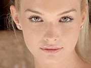 Tiny blonde teen babe Francesca toying her shaven pussy