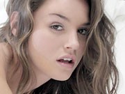 Sexy brunette babe Tori stripping off lingerie and teasing