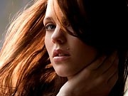 Erotic sexy redhead babe Kiera Winters nude in stockings