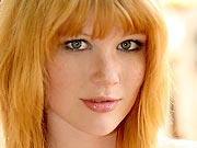 Perky erotic redhead teen babe Lynette shows puffy nipples