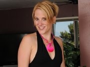 Blonde housewife naked and pulling her mature pussy open
