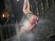 Sarah Jane bound for water spraying fighting against her orgasm