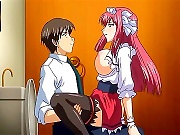 Horny guys seduce pretty anime babes