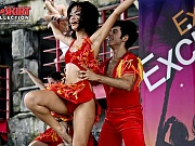 Upskirt dancing lady enjoyed by the public