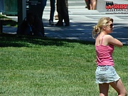 Public upskirt, of blondie in pink. She flashed her panties
