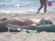 The babes bikini panties hardly cover their nubs
