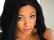 Anya Ivy naturally busty ebony floral frilly lingerie strip-tease