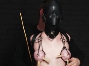 Gimp leather mask with nose torture of Cherry Torn