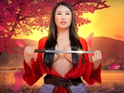 Suki Sin dressed as a Chinese hero to enhances her fuck skills