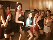 Crazy drunk party chicks show off their nice cracks