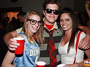 Wild and raunchy college babes drinking ang teasing horny dudes