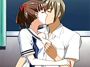 Flirty anime school slut gets her luscious pussy played with