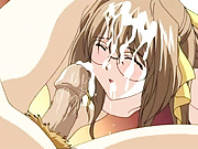 Cute anime schoolgirl gets a thick cumshot on face