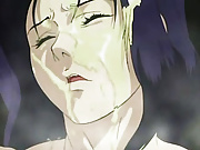 Horny hentai chick takes filthy cumshots on her face