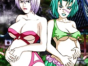 The women of Soul Calibur gets into a preggo lesbian fuck