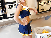 Sexy cheerleader gets jack hammered by a big hard cock