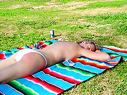 Blonde babe tanning sore ass after spanking