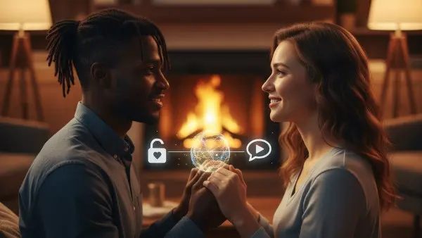 A couple connecting emotionally with trust and communication in modern dating.