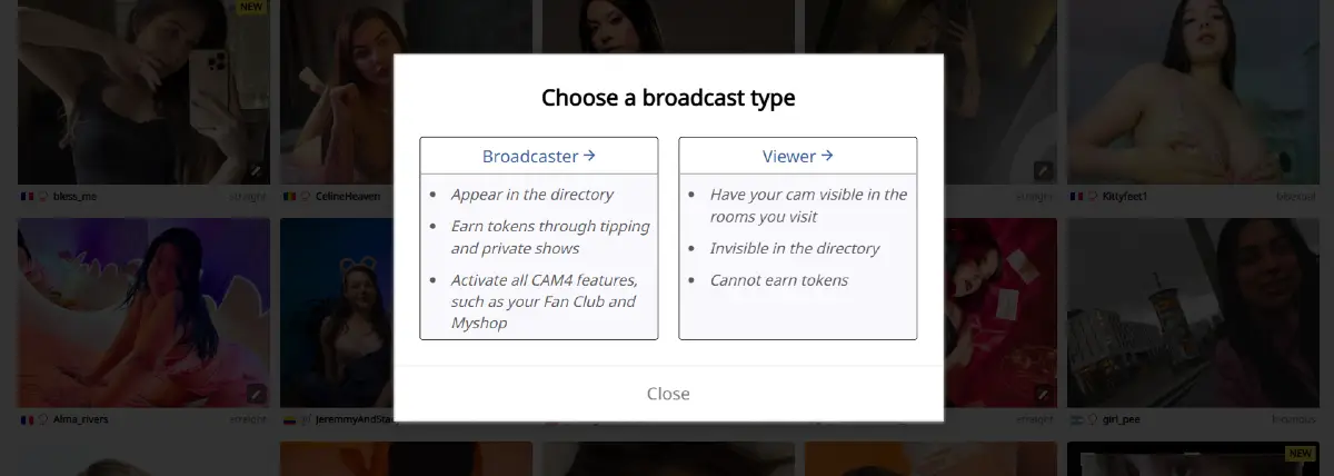 Cam4 broadcast setup options for broadcasters and viewers