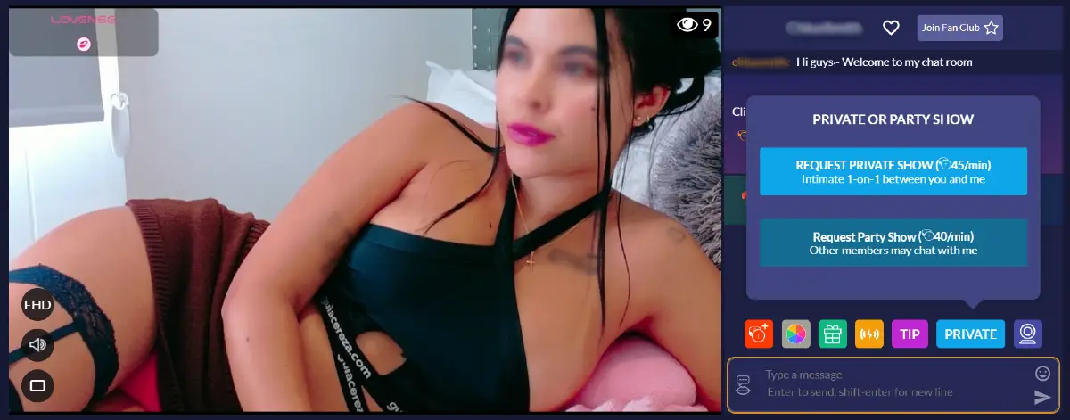 Cams.com private show and party show options