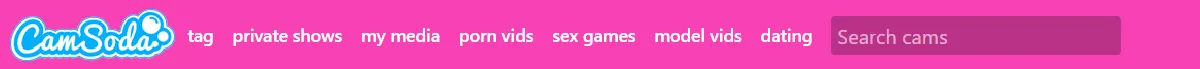 CamSoda top navigation menu options from tags to search cams