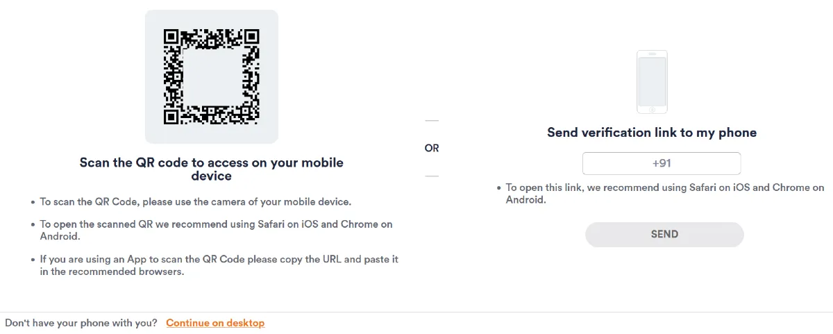 Chaturbate Incode age verification page showing QR code, phone verification, and desktop options