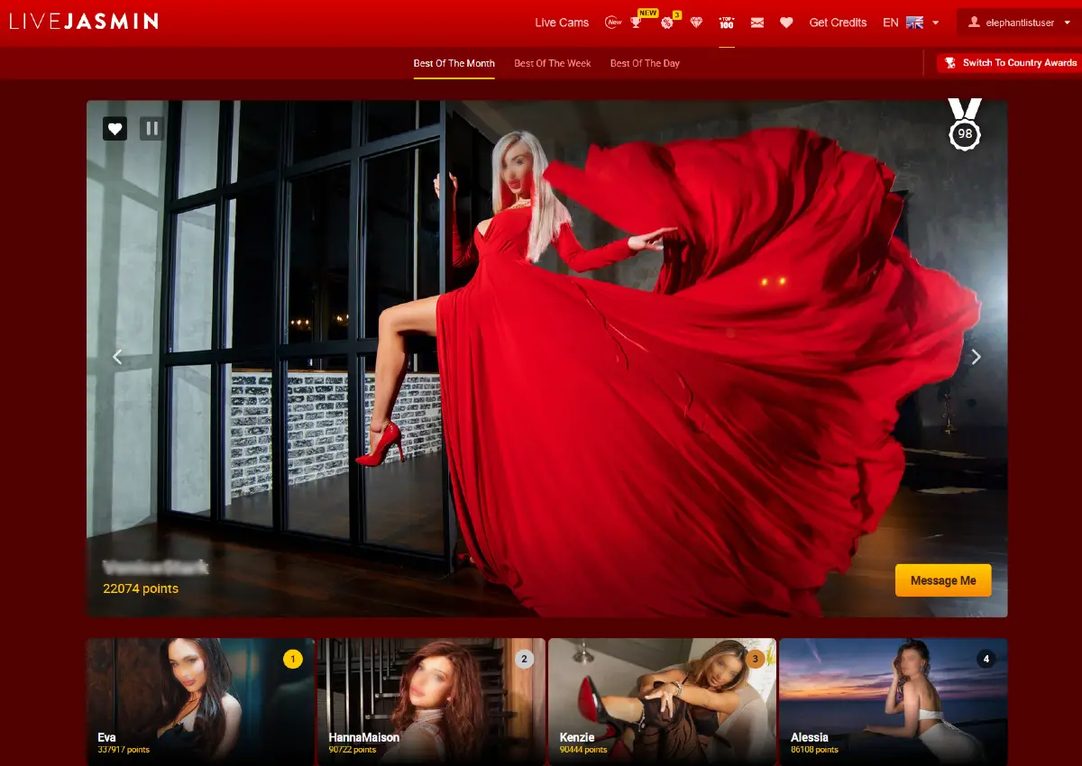 Featured LiveJasmin premium model and Top 100 showcase