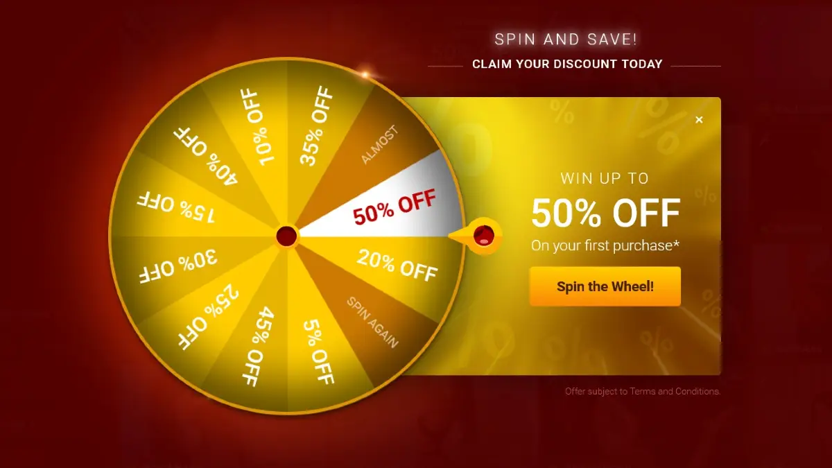 LiveJasmin spin the wheel promotion offering discounts on credits