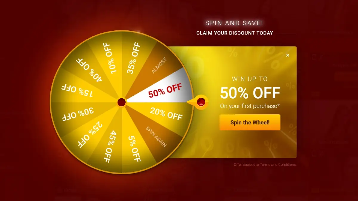 LiveJasmin promotion showing spin the wheel discount offer for credits