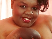 Heavy Ebony Fat Chick Showing Fat Belly and Tits