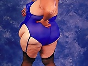 cateyed brunette mama in revealing blue undie