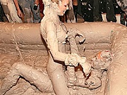 Lesbian rainbow warrior wrestling hot blonde in the mud 