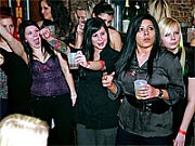 Hot sluts sucking and fucking male strippers in a public bar 