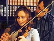 Classic hairy hot lady taking sex lessons with her violin 