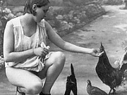 Vintage babe feeds a hungry cock some tasty food outdoors