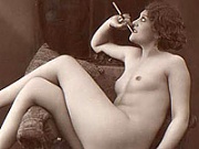 Few very hot smoking vintage chicks posing nude with sigaret