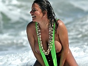 Alicia DiMarco at the beach playing