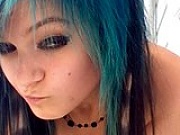 Emo chick strips and plays with vibrator