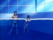 Animated guy owns babe in swimming pool 