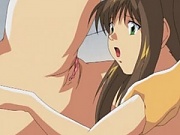 Two frisky teens have fuck session with horny guy in hentai