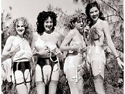 Retro picnic with a group of bare titted babes