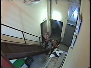 Crazy chick gets double penetrated on the stairs!