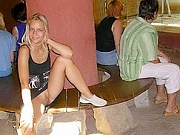 Busty chick with big ass upskirt
