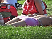 Flashed butt in public. Accidental up skirt