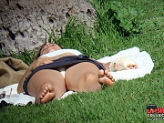 Great up skirt! Her pussy in white panty is very hot